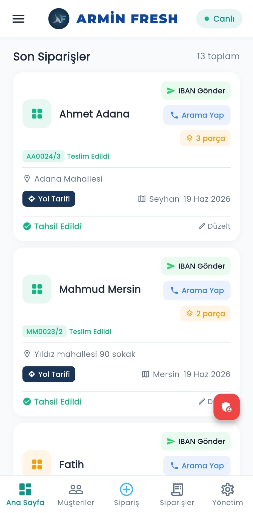 Siparişler