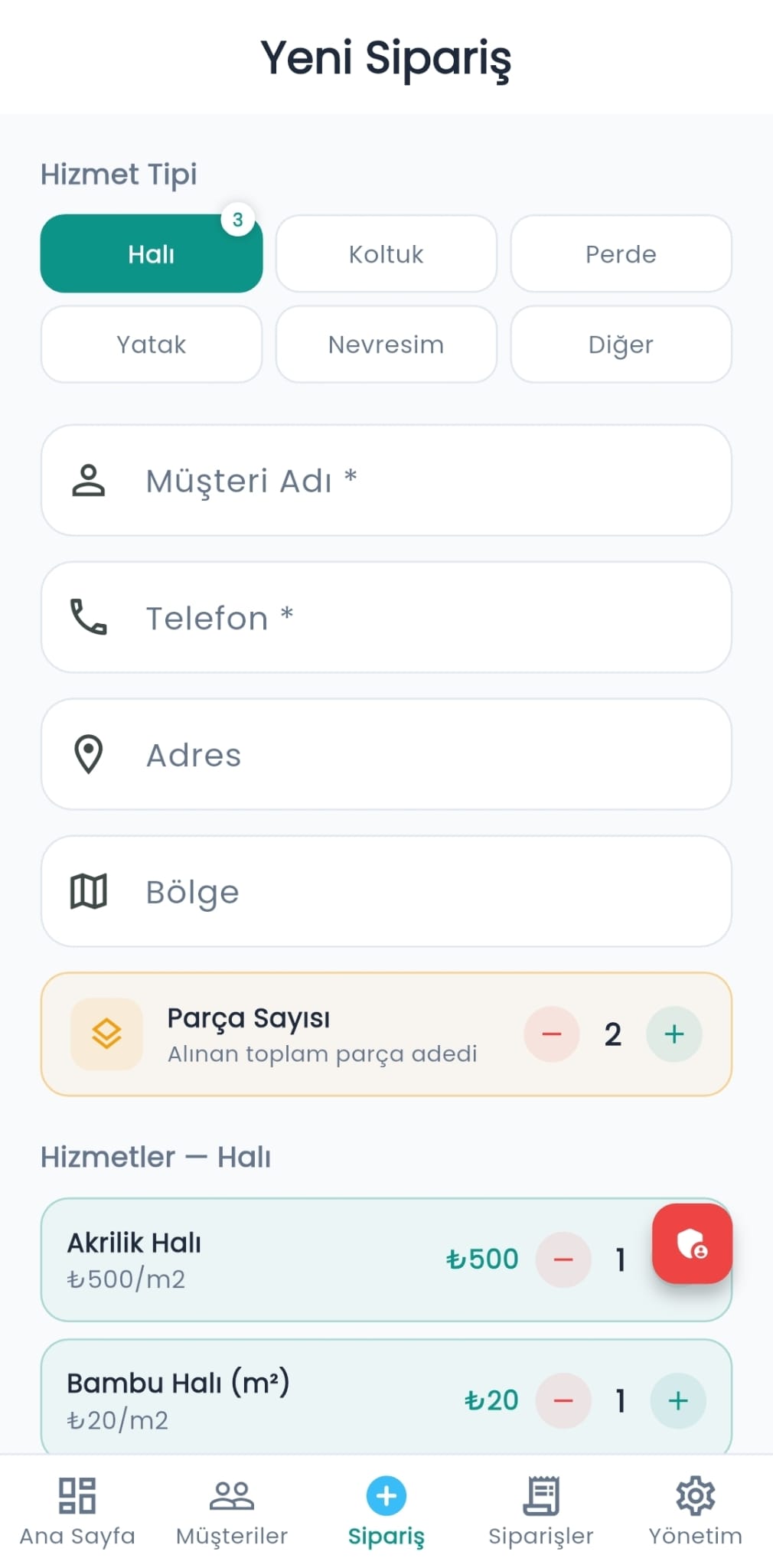 Yeni Sipariş
